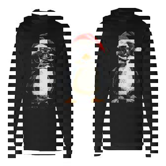 Penguin Santa Hat Penguin Lovers Xmas Christmas Pajama Long Sleeve T-Shirt | Seseable UK