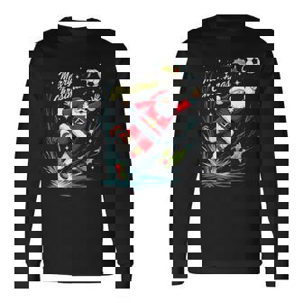 Père Noël Joueur De Football Thèmeportif De Noël T-shirt à manches longues - Cadeauxyz