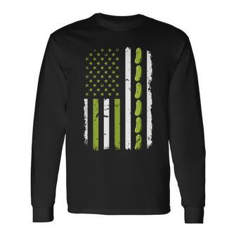 Pickle Cucumber Usa American Flag Pickle Lovers 4Th Of July Long Sleeve T-Shirt - Thegiftio UK