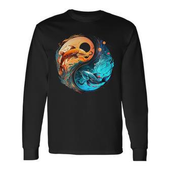 Pisces Horoscope Yin-Yang Symbol Zodiac Sign Long Sleeve T-Shirt - Thegiftio UK