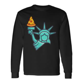 Pizza Statue Of Liberty New York City Famous Food Pizzas Long Sleeve T-Shirt - Thegiftio UK