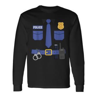 Police Officer Uniform Costume Halloween Long Sleeve T-Shirt - Thegiftio UK