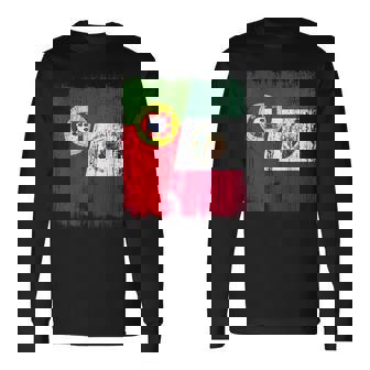 Portugal Mexique Demi-Drapeau Portugais Patrimoine Mexicain T-shirt à manches longues - Cadeauxyz