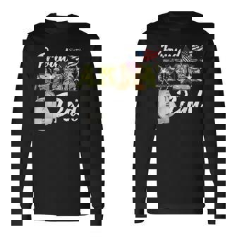 Proud Army Dad Military Dad With Dog Tag Us Flag Long Sleeve T-Shirt | Mazezy