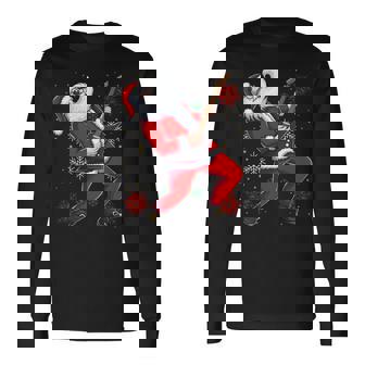 Pull De Noël En Forme De Guitare Père Noël Rock N Roll Manche Longue T-shirt à manches longues - Cadeauxyz