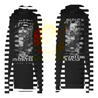 I Put The “Tism” In Patriotism Retro Eagle Raccoon Usa Flag Long Sleeve T-Shirt - Monsterry