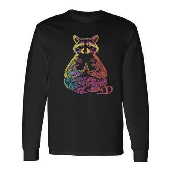 Raccoon Meditating Animal Meditation Zen Yoga Yogi Long Sleeve T-Shirt - Thegiftio UK