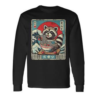 Racoon Ramen Japanische Lustige Grafik Kawaii Racoon Anime Langarmshirts - Geschenkecke