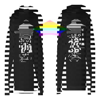 Rainbow LGBTQ Gay Pride Graduation Cap Class 2025 Diploma Long Sleeve T-Shirt | Mazezy
