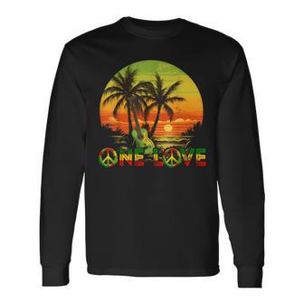 Rasta Reggaeunset Reggae Music Guitar Guitarist Jamaika Langarmshirts - Geschenkecke