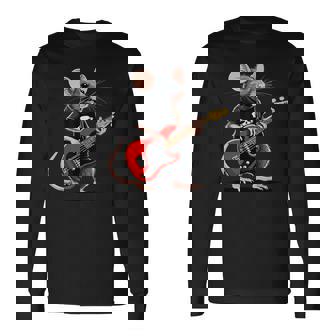 Rata Tocando Guitarra Eléctrica Guitarrista Rata Camiseta de manga larga - Regaloses