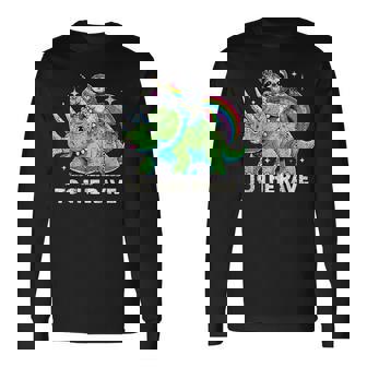 Rave Party Unicorn Sloth Dinosaur Electronic Music Long Sleeve T-Shirt | Mazezy