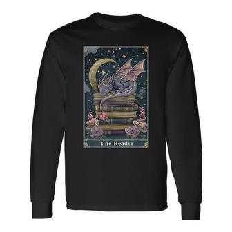 The Reader Tarot Card Book Dragon Romantasy Fantasy Bookish Long Sleeve T-Shirt - Thegiftio UK