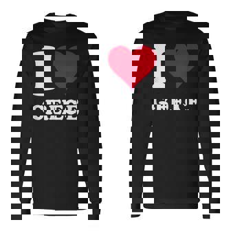 Red Heart I Love Greece Long Sleeve T-Shirt | Mazezy