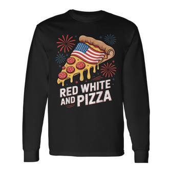 Red White And Pizza 4Th Of July Patriotic Ns Men Long Sleeve T-Shirt - Thegiftio UK
