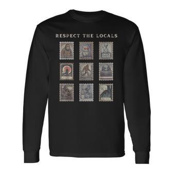 Respect The Locals Cryptid Mothman Hiking Bigfoot Introverts Long Sleeve T-Shirt - Thegiftio UK