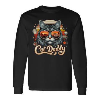 Retro Cat Daddy Vintage 80S 90S Style Long Sleeve T-Shirt - Thegiftio UK