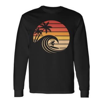 Retro Deurf Al Atardecer Intage Paraurfista De Playa Manga Larga Camiseta de manga larga - Regaloses