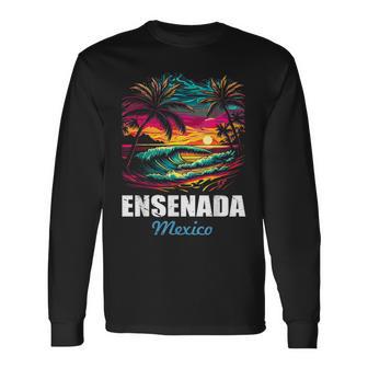 Retro Ensenada Mexico Sunset Vintage Vacation Souvenir Long Sleeve T-Shirt - Thegiftio UK