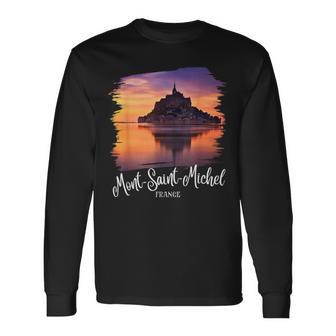 Retro France Souvenir Mont Saint Michel Long Sleeve T-Shirt | Mazezy