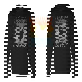 Retro Huhnilhouette Landwirt Bauer Hühner Flüsterer Langarmshirts - Seseable