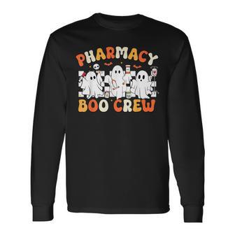 Retro Pharmacy Boo Crew Ghost Pharmacist Tech Halloween Long Sleeve T-Shirt - Thegiftio