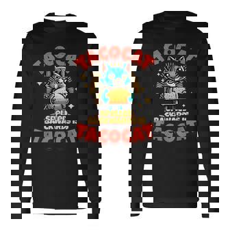 Retro Tacocat Spelled Backwards Is Taco Cat Cute Paws Long Sleeve T-Shirt - Thegiftio