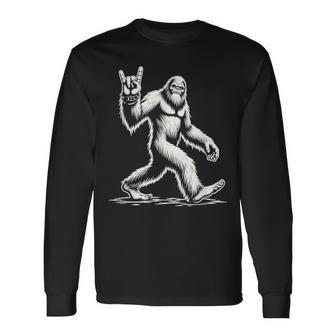 Retro Vintage Bigfoot Silhouette Sasquatch Rock 'N Roll Long Sleeve T-Shirt - Thegiftio UK