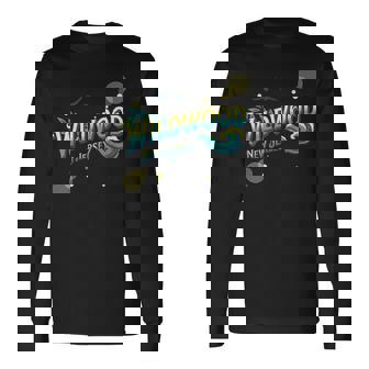 Retro Wildwood New Jersey Waves Sun Ocean Beach NJ Vacation Long Sleeve T-Shirt | Mazezy