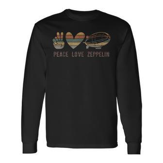 Retro Zeppelin 70S Dirigible Blimp Airship Zepelin Zepplin Long Sleeve T-Shirt - Thegiftio UK