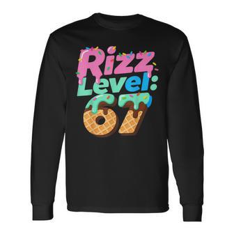 Rizz Level 67 Meme Ice Cream Drip Meme Six Seven 6 7 Long Sleeve T-Shirt - Thegiftio UK