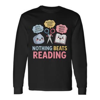Rock Paper Scissors Nothing Beats Reading Book Lover Long Sleeve T-Shirt | Mazezy