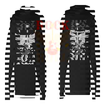 Rock And Roll Guitare Électriqueintage Cadeau Pour Amateur De Musique T-shirt à manches longues - Cadeauxyz