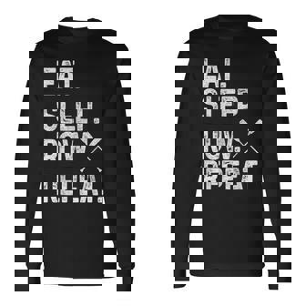 Rowing Eat Sleep Repeat Crew Rower Coxswain Sculling Long Sleeve T-Shirt | Mazezy