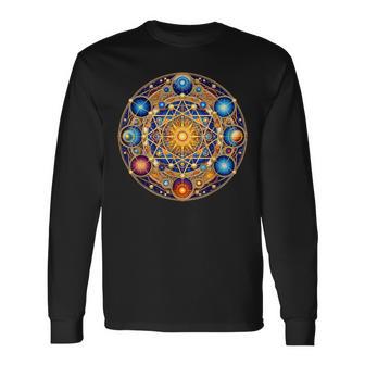 Sacred Geometry Polyhedron Dodecahedron Octagon Hexagon Long Sleeve T-Shirt - Thegiftio UK
