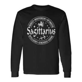 Sagittarius Virtues Vintage Style Zodiac Sagittarius Long Sleeve T-Shirt | Mazezy