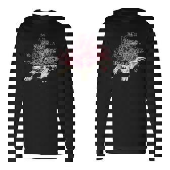 Sakura Tree Grue Oiseau Fleur De Cerisier Japonaise T-shirt à manches longues - Cadeauxyz