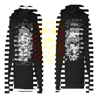 Samouraï Japonais Et Personnages I Kitsune Japonais Masque T-shirt à manches longues - Cadeauxyz