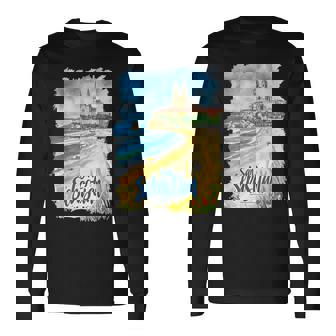 Sanebastián España Horizonte De Ciudad Acuarela Recuerdo Deiaje Camiseta de manga larga - Regaloses