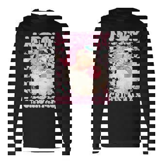 Santa Claus Pink Sunglasses Blowing Bubble Gum Christmas Long Sleeve T-Shirt | Seseable FR