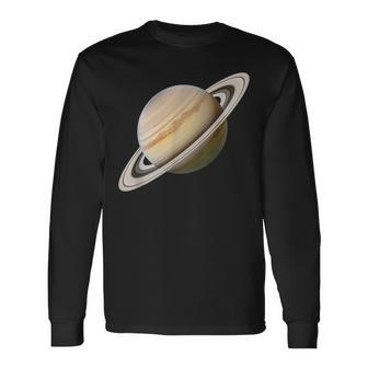 Saturn Space Science Planet Graphic Long Sleeve T-Shirt - Monsterry