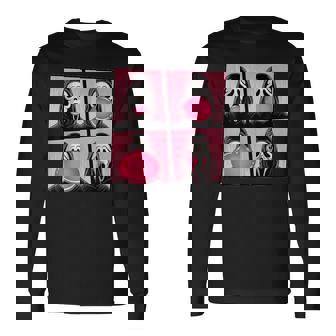 Scary Face Bubble Gum In October We Wear Pink Ghost Meme Long Sleeve T-Shirt - Monsterry