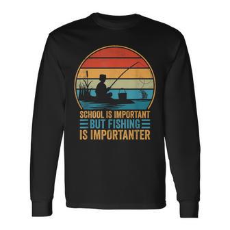School Is Important But Fishing Is Importanter Boys Long Sleeve T-Shirt - Thegiftio UK