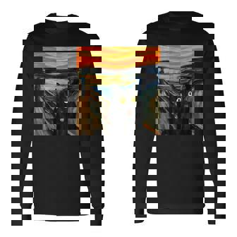 The Scream Black Cat By Munch Edvard Famous Painting Long Sleeve T-Shirt - Thegiftio