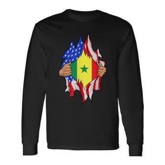 Senegalese Blood Inside Me Proud Senegal Flag Long Sleeve T-Shirt - Thegiftio UK