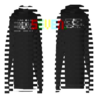 Seven 7Th Birthday Block Building Master Builder Boys Long Sleeve T-Shirt | Seseable UK