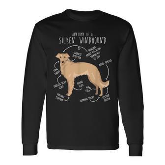 Silken Windhound Anatomy Cute Pet Lover Fawn Cream Long Sleeve T-Shirt - Thegiftio UK
