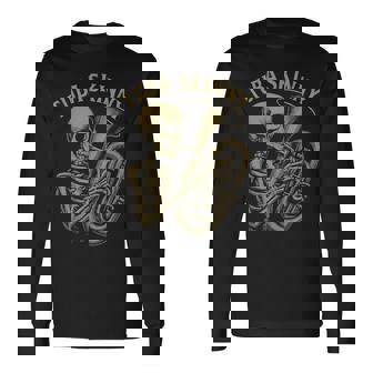 Skeleton Tuba Skinny Long Sleeve T-Shirt - Monsterry