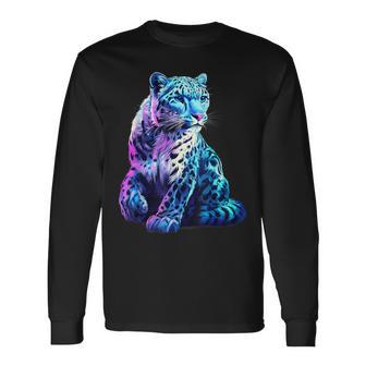 Snow Leopard Face White Leopard Animal Snow Leopard Lover Long Sleeve T-Shirt - Seseable