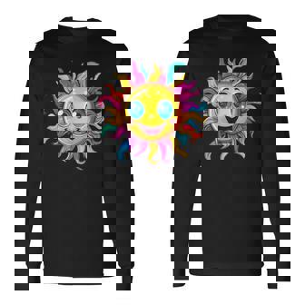 Soleil Heureux Avec Des Rayons Colorés Et Un Grandourire T-shirt à manches longues - Cadeauxyz
